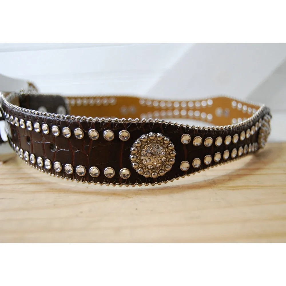 Girls Nocona Belt Co. Black leather Rhinestone studded‎ Kids Western Rodeo 4T-5T